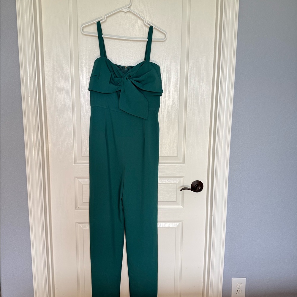 Lilly Pulitzer | Green Kavia Spaghetti Strap Jumpsuit with Bow Detail | Size 10